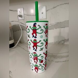 NWT Roller Rabbit x Starbucks Holiday Monkeys Tumbler with Straw
